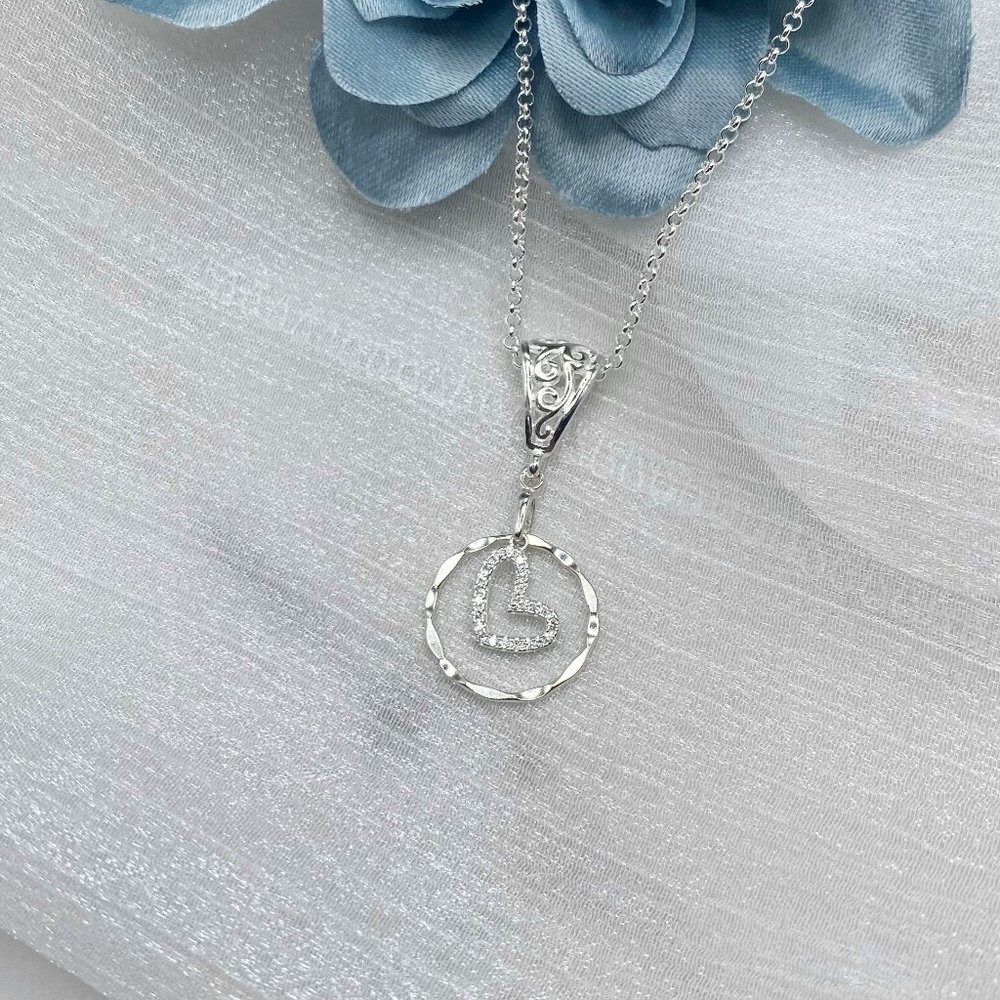 Asymmetric Heart Necklace Gift Sterling Silver Asymmetric Necklace